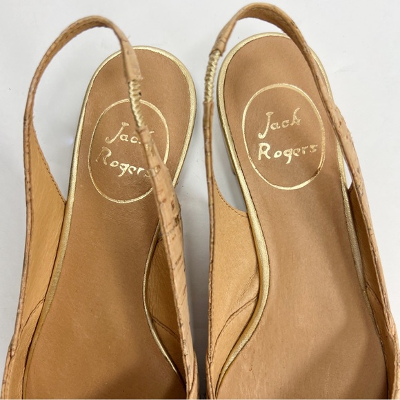 Jack Rogers Rory Cork Slingback Flats Pointed Toe Gold Accent size 6 - Picture 4 of 12
